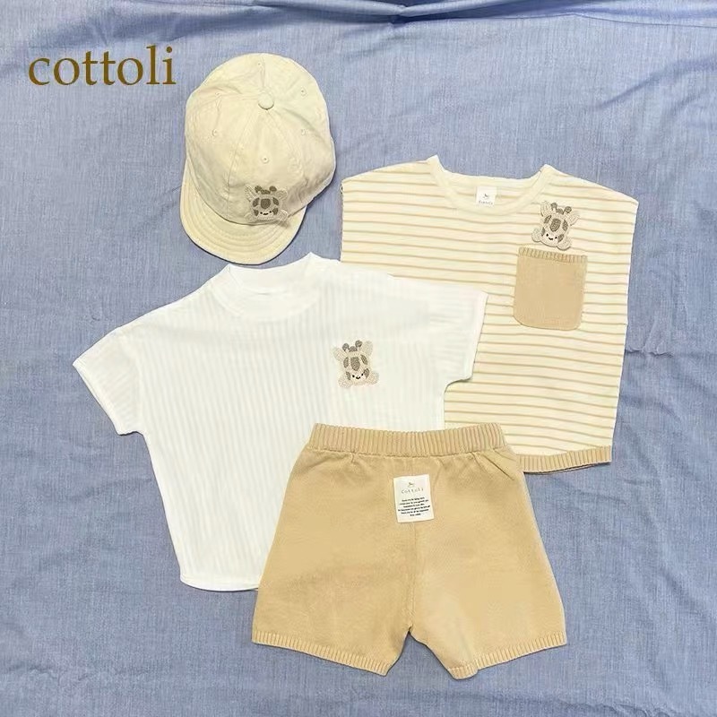 日單 𝐂𝐨𝐭𝐭𝐨𝐥𝐢 動物口袋條紋薄針織背心套裝 (不連短袖上衣)