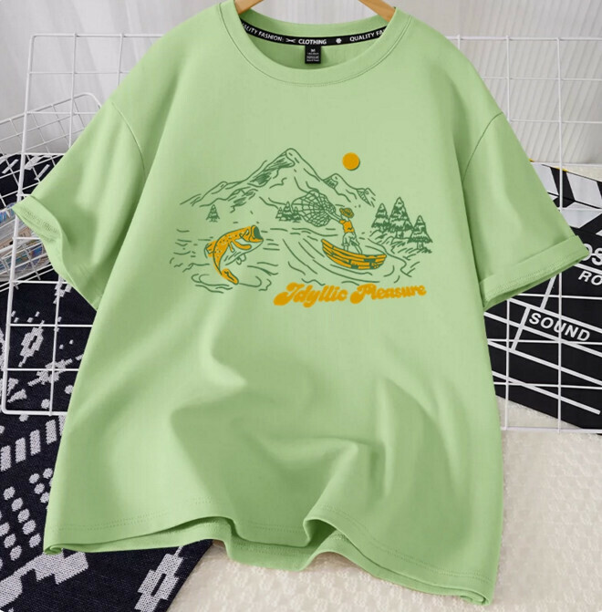 Casual Loose Short Sleeve T-Shirt (Fruit Green Bay S-2XL Size) (Contact customer service to confirm the shipping size after placing an order)】
