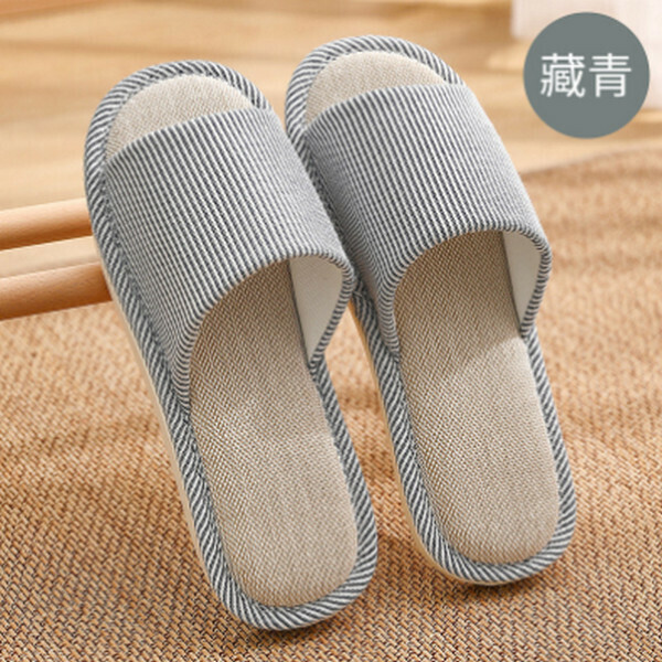 Indoor four-season linen non-slip platform slippers [navy blue] [size 40-45] [contact customer service to confirm size after placing an order]]