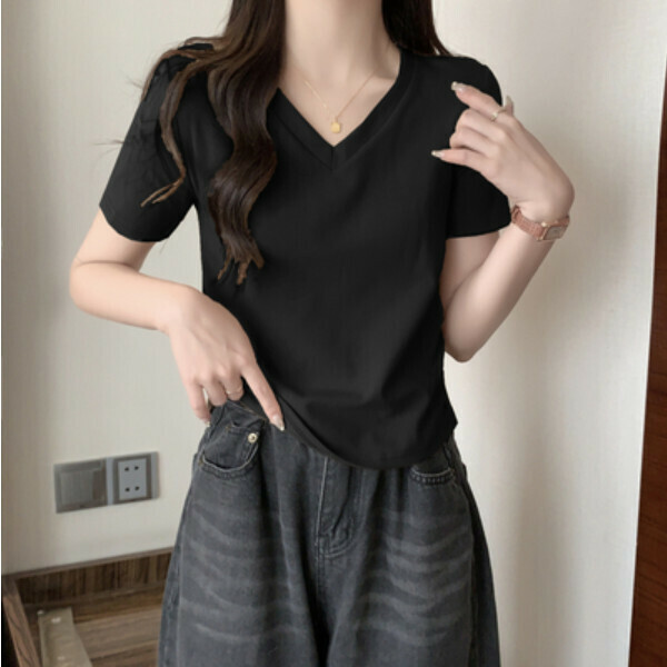 Cotton Versatile Short Sleeve T (Black) (Size: S/M/L/XL) (Contact customer service to confirm size after placing an order)】