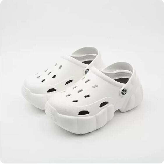 Summer Cloud Thick-soled Baotou Hole Semi-slippers (1916 White) [36-41 size] [Contact customer service to confirm the shipping size after placing an order]]
