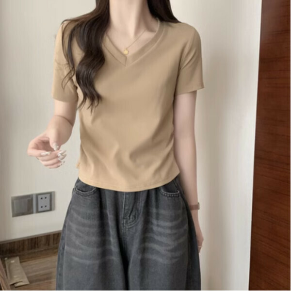 Cotton Versatile Short Sleeve T (Khaki) (Size: S/M/L/XL) (Contact customer service to confirm size after placing an order)】