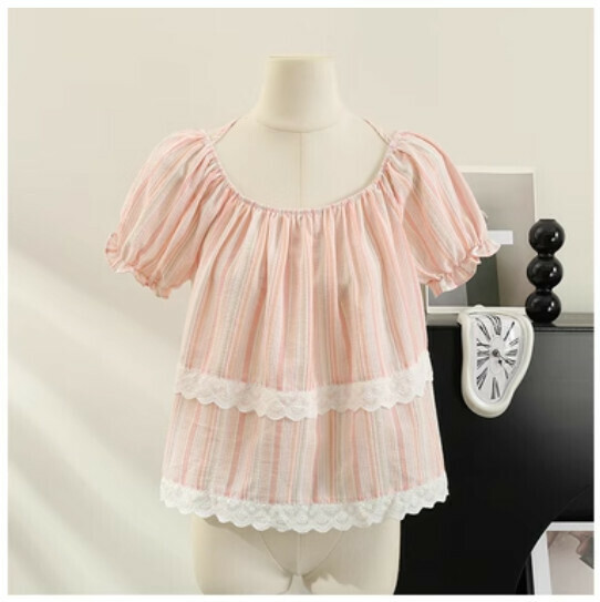 Lace Shirt (Pink) (One Size)】