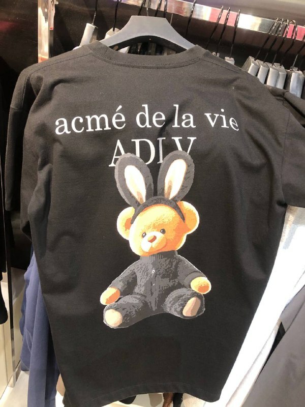 [S] ADLV RABIT BEAR PRINT T-SHIRT,BLACK, ADLV24SS-SSLRBR-BLK (SAV311)