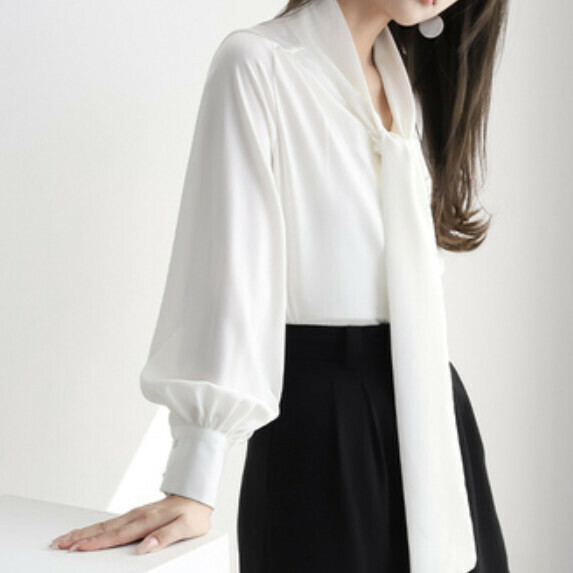Lantern Long-sleeved Shirt Women's Spring and Autumn (White [S_L size] (contact customer service to confirm the shipping size after placing an order)】