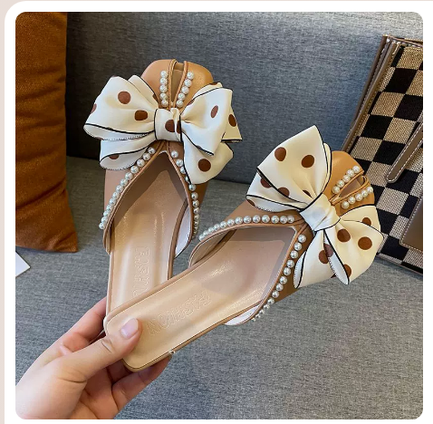 Baotou semi-slippers slip-on shoes (apricot upgraded version / 35-41 size) (contact customer service to confirm the shipping size after placing an order)】