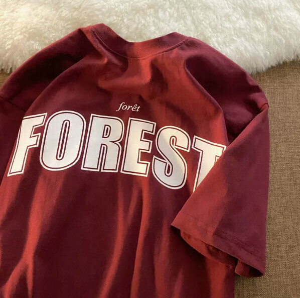 Printed men's and women's short-sleeved T-shirts (red size: S-2XL) (contact customer service to confirm the shipping size after placing an order)】