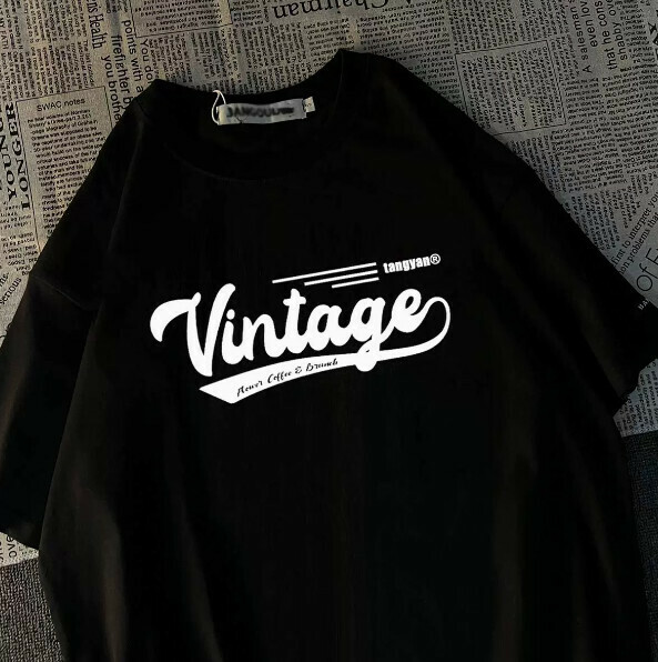 Cotton printed men's short sleeve T-shirt (black size: S-4XL) (contact customer service to confirm the shipping size after placing an order)】