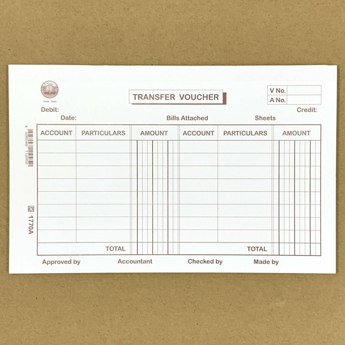 #1770A Transfer Voucher 英式轉賬傳票 - 12本