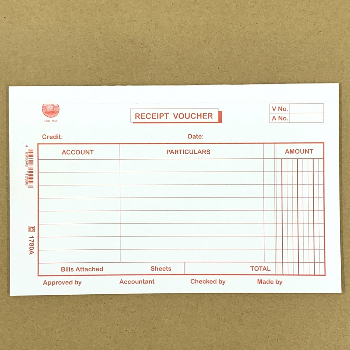 #1780A Receipt Voucher 英式收入傳票 - 12本