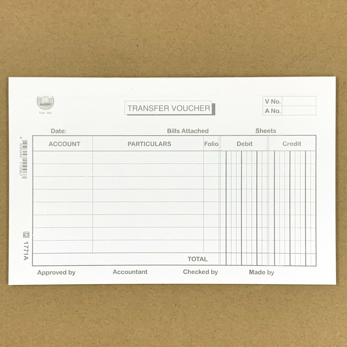 #1771A Transfer Voucher 英式轉賬傳票 - 12本