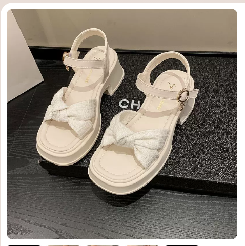 新款百搭不累脚坡跟女鞋（米色升級版/35-40碼）（下單後聯絡客服確認發貨尺碼）】