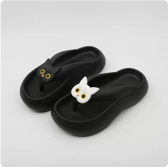 Summer Thick-soled Anti-slip Flip-Flops (9006-2 Black and White Cat) [36-41 Size] [Contact Customer Service to Confirm Shipping Size after Placing an Order]