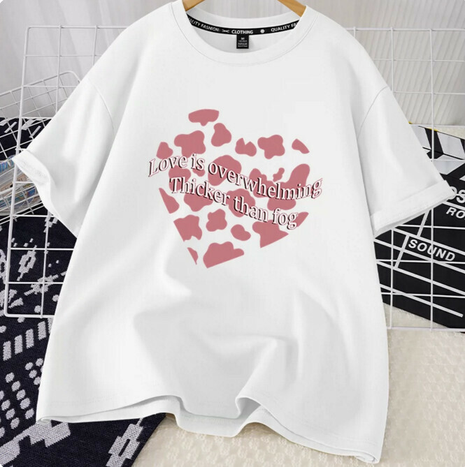 Casual Loose Short Sleeve T-Shirt (White Strawberry Wedges S-2XL) (Contact customer service to confirm the shipping size after placing an order)】