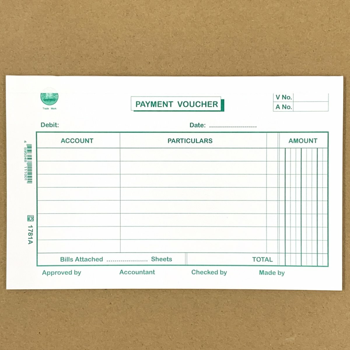 #1781A Payment Voucher 英式支出傳票 - 12本