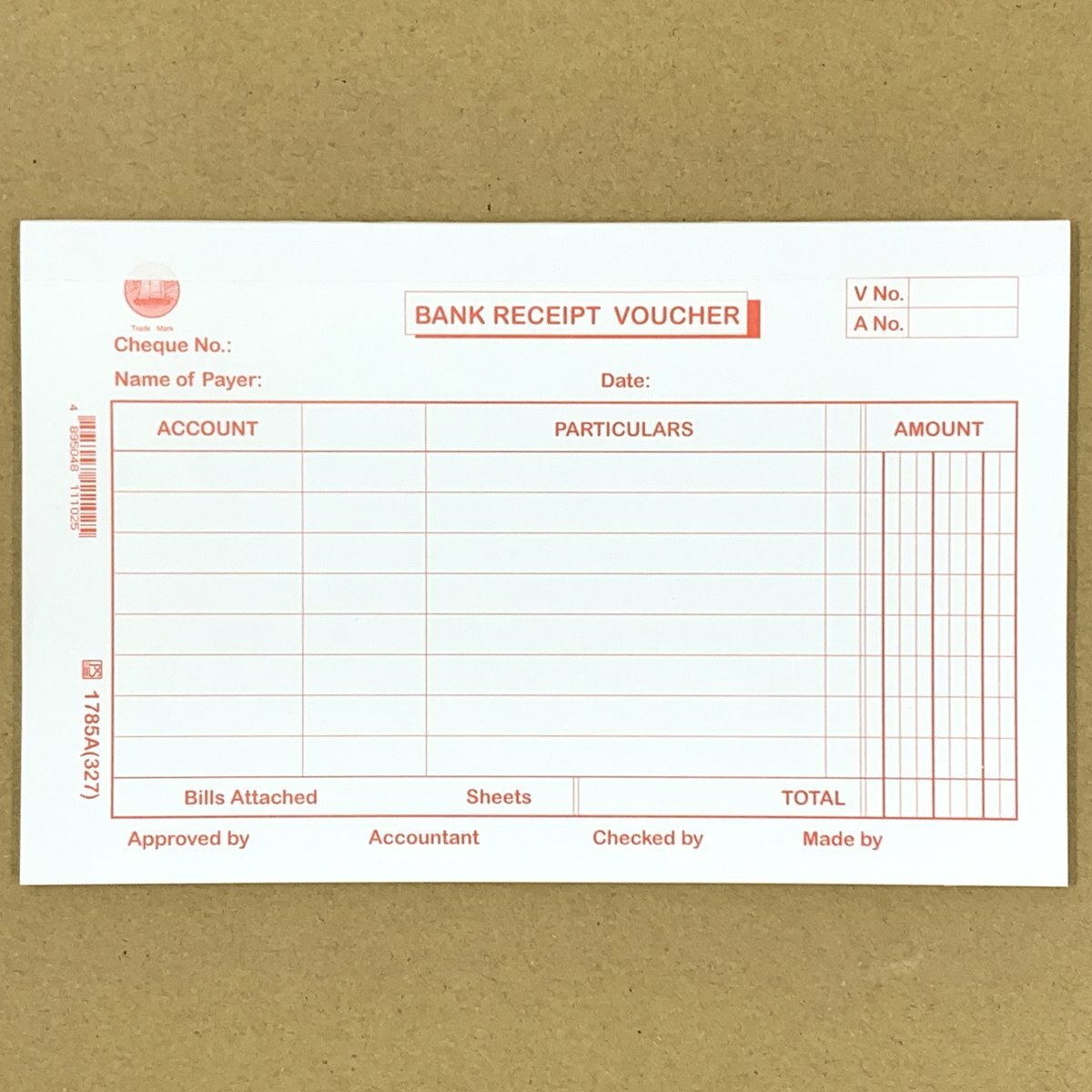 #1785A Bank Receipt Voucher 英式銀行收入傳票 - 12本