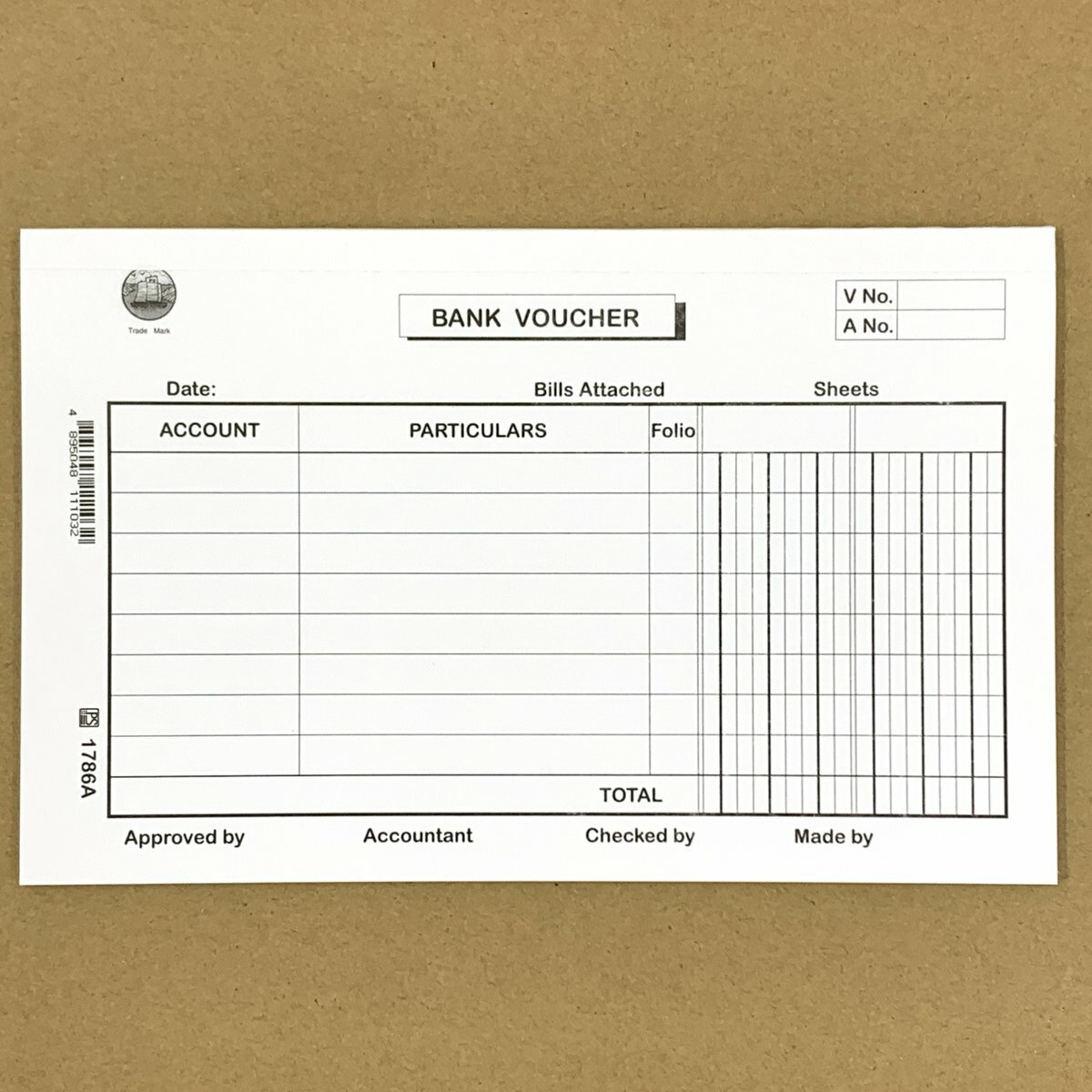 #1786A Bank Voucher 英式銀行傳票 - 12本