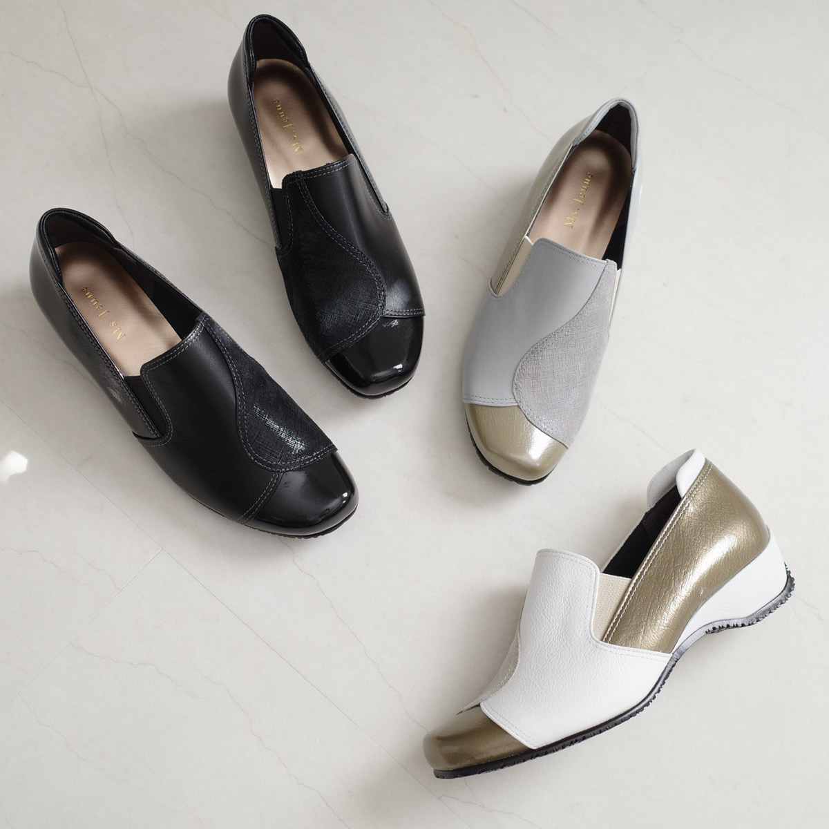 Ms. Jeune 日本製女用真皮優雅好穿脫休閒鞋