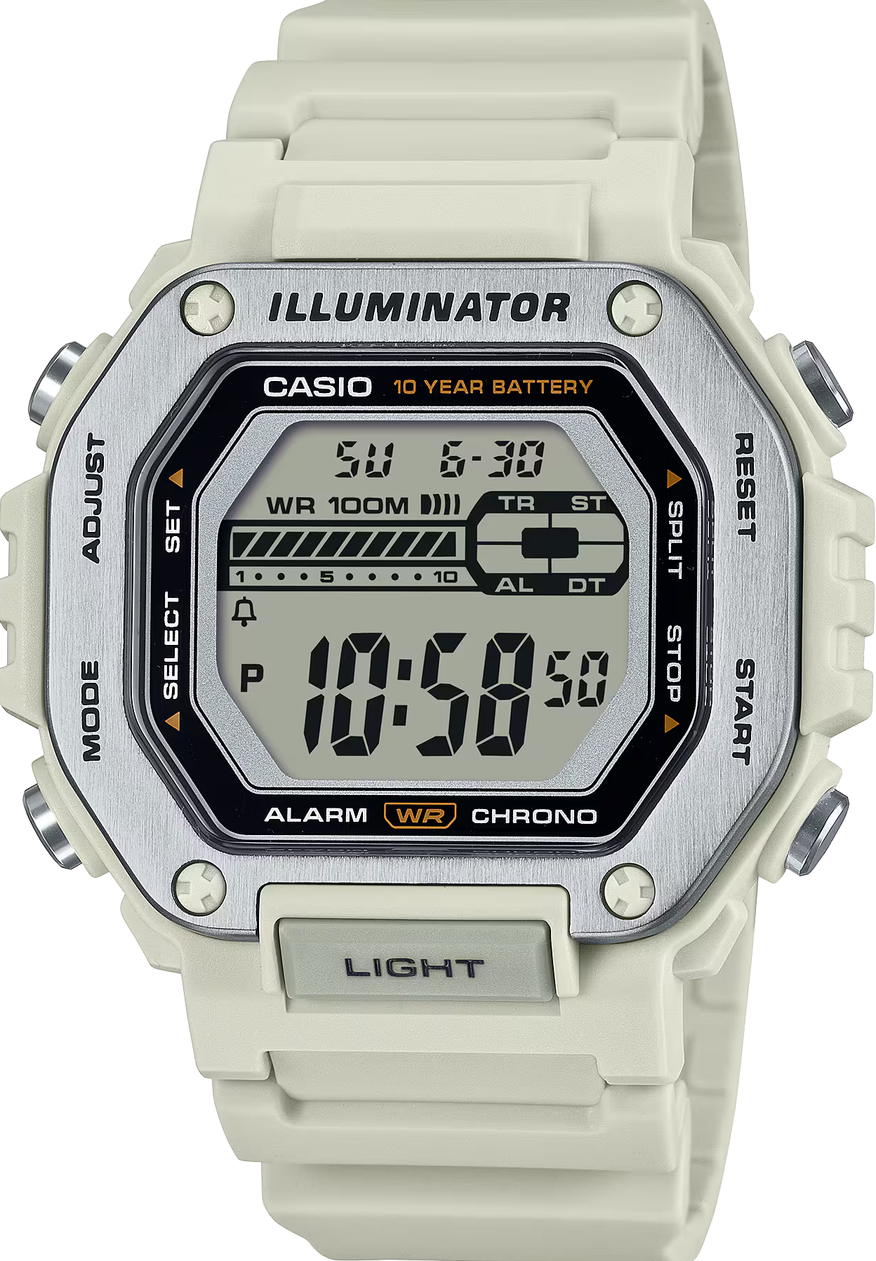 萬年鐘錶 - 卡西歐  CASIO  卡西歐  方形經典款數位顯示電子錶  MWD-110H-8AV  錶徑 : 47.2MM