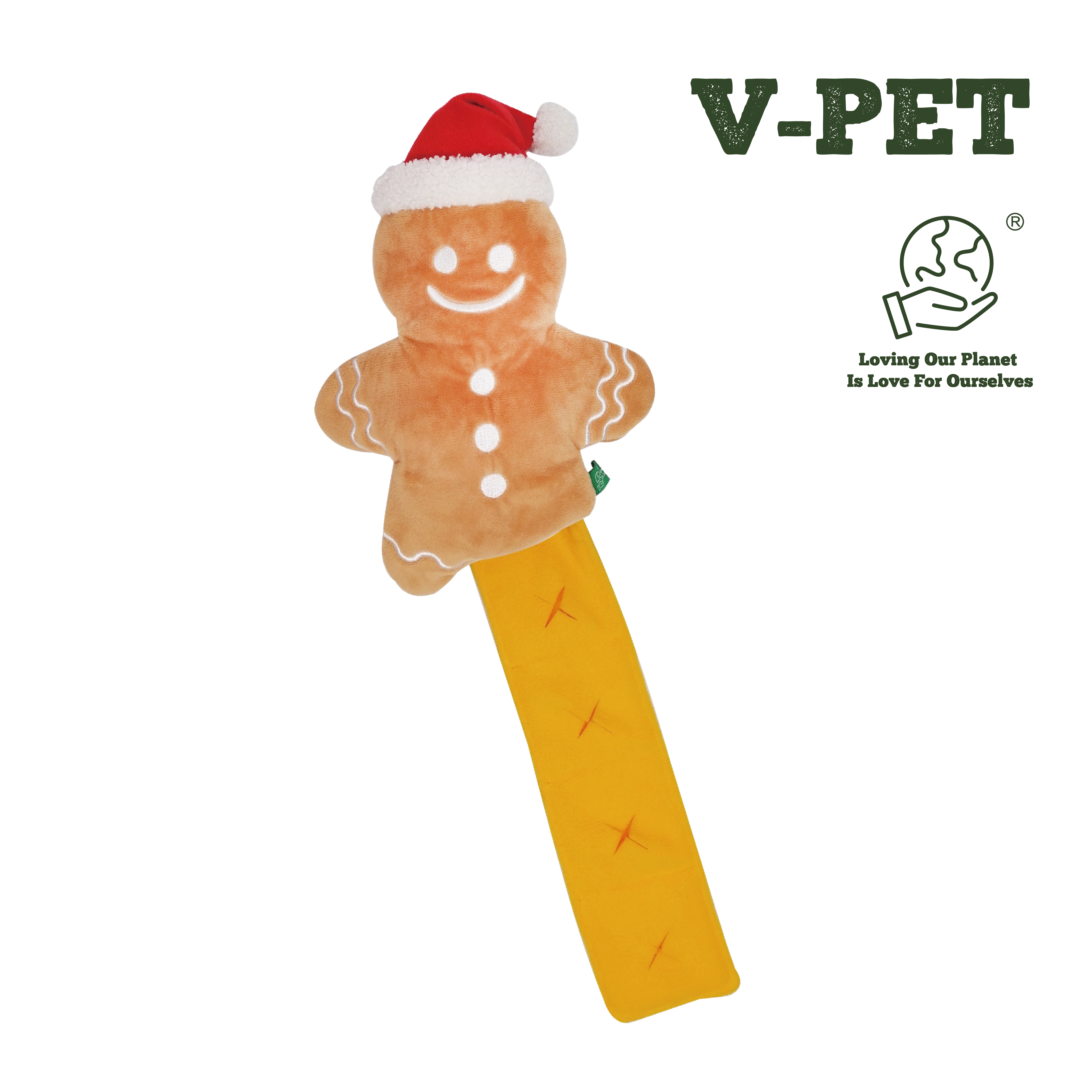 【V-PET寵物無毒玩偶 】貓狗適用_藏食玩具系列-咬咬薑餅人_耐咬耐磨玩具