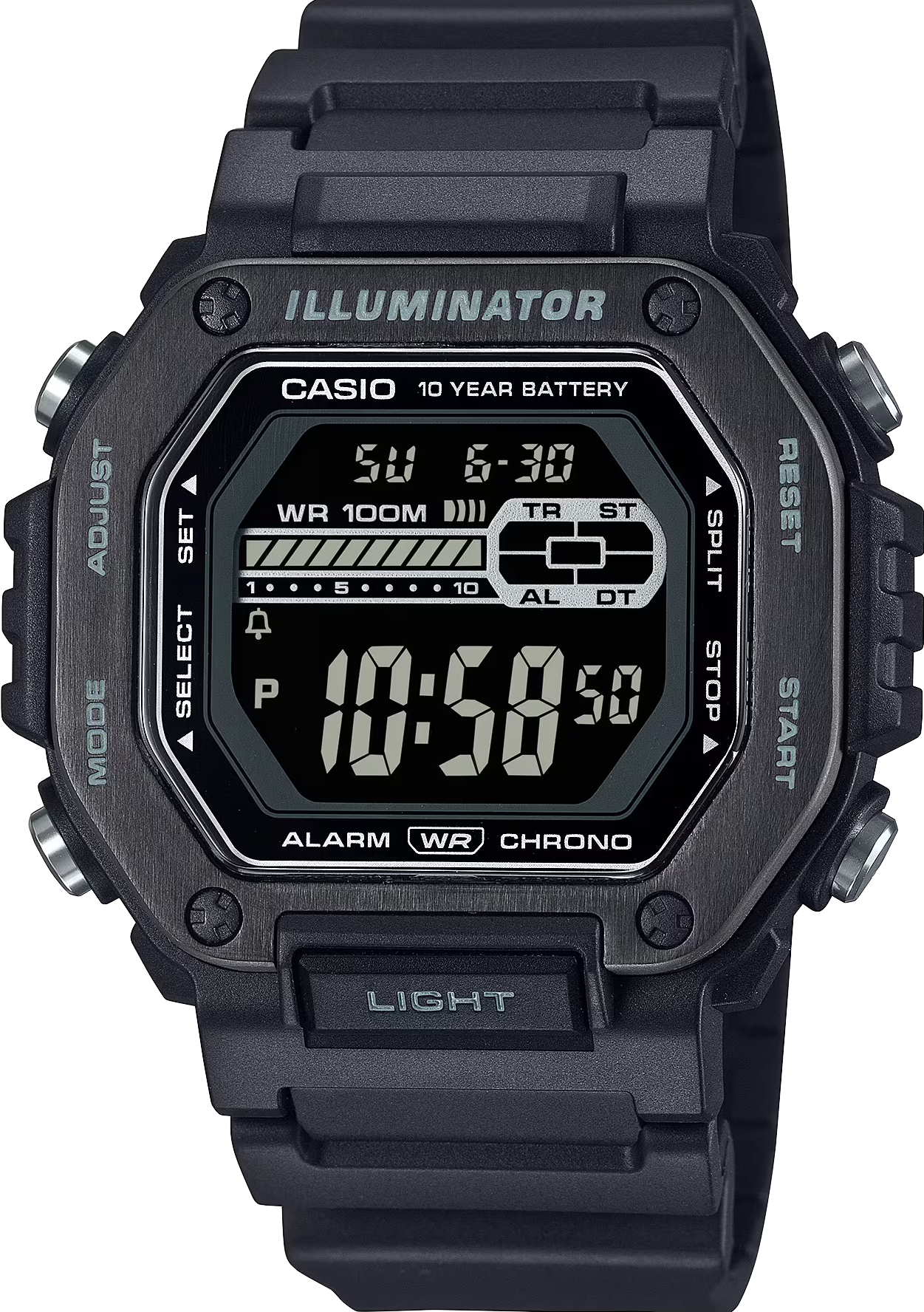 萬年鐘錶 - 卡西歐  CASIO  卡西歐  方形經典款數位顯示電子錶  MWD-110HB-1BV 錶徑 : 47.2MM