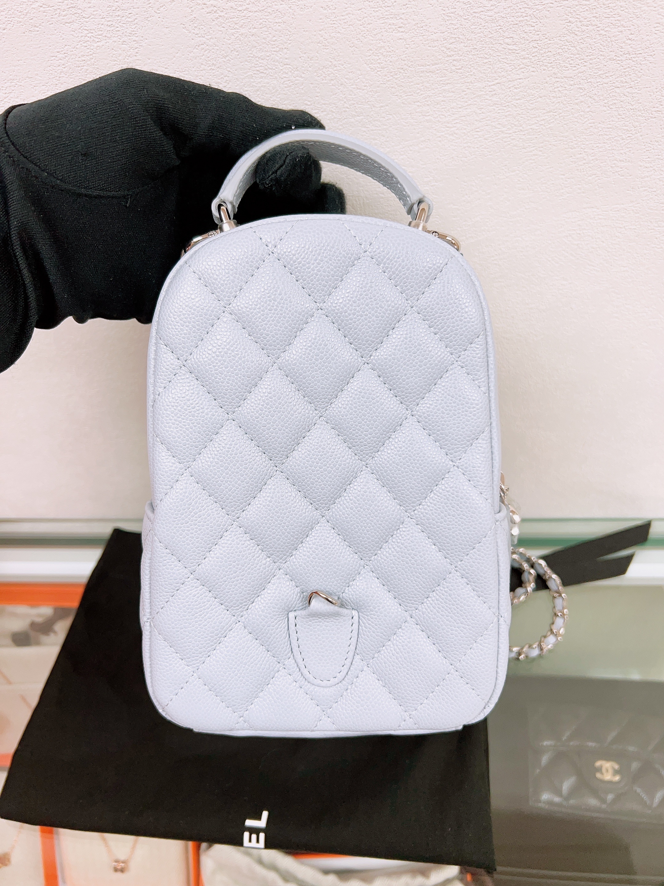 *Unused* Chanel mini backpack 24p (ice blue caviar)