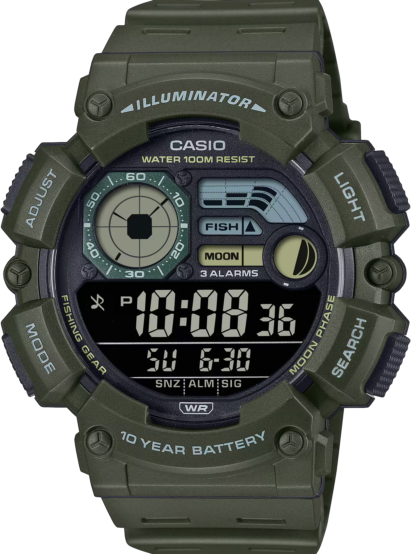 萬年鐘錶 - 卡西歐  CASIO  大錶徑數位顯示電子錶  WS-1500H-3BV  錶徑 50.1MM