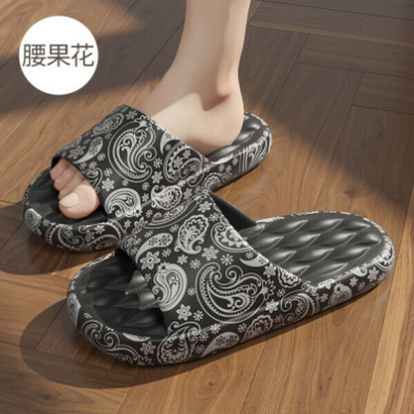 Non-slip sandals with a feeling of stepping on feces [black silver (cashew flower)] [size 40-45] [contact customer service to confirm size after placing an order]