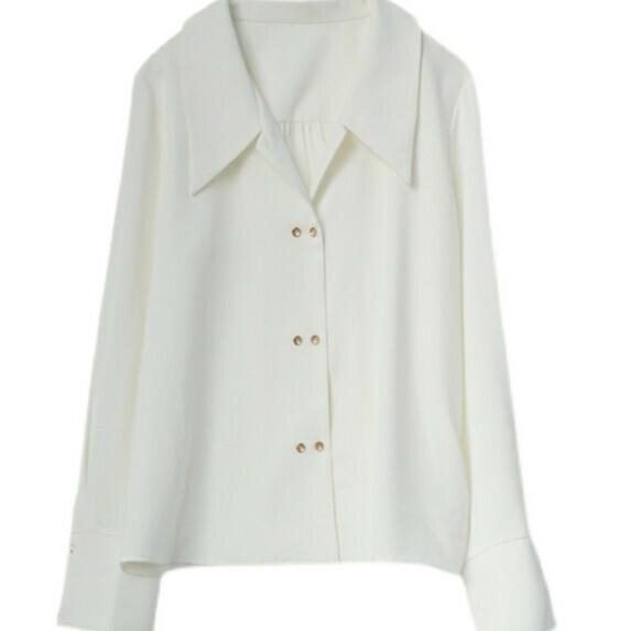 Small Peak Collar Long Sleeve Shirt Spring and Autumn (White [S_L Size] (Contact Customer Service to Confirm Shipping Size after placing an order)】