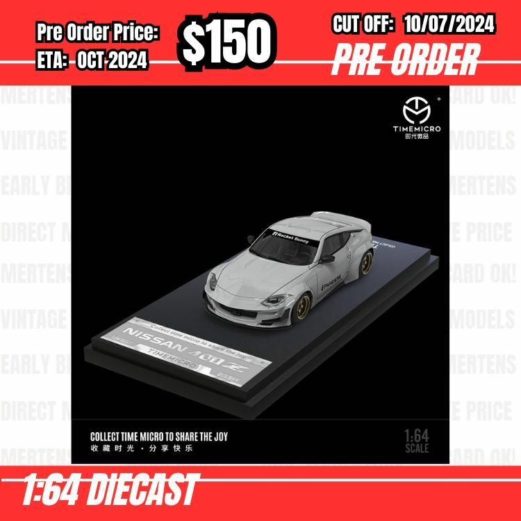 PO-$150 * Time Micro * 1:64 Nissan Fairlady Z 400Z Grey [OD04/07]