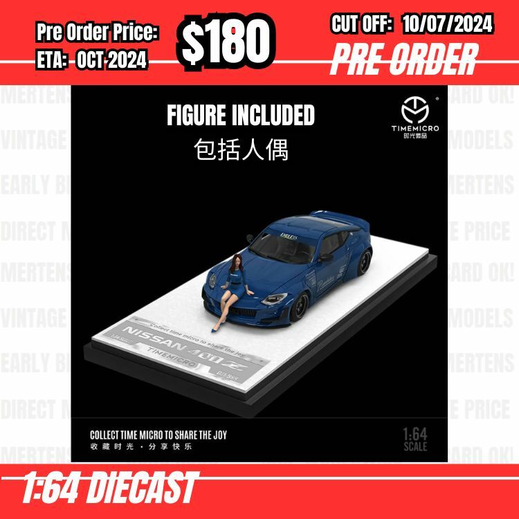 PO-$180 * Time Micro * 1:64 Nissan Fairlady Z 400Z Blue w/figure [OD04/07]