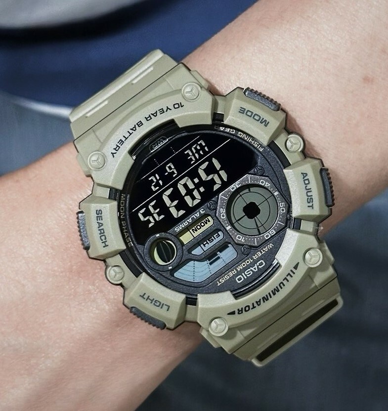 萬年鐘錶 - 卡西歐  CASIO  大錶徑數位顯示電子錶  WS-1500H-5BV  錶徑 50.1MM