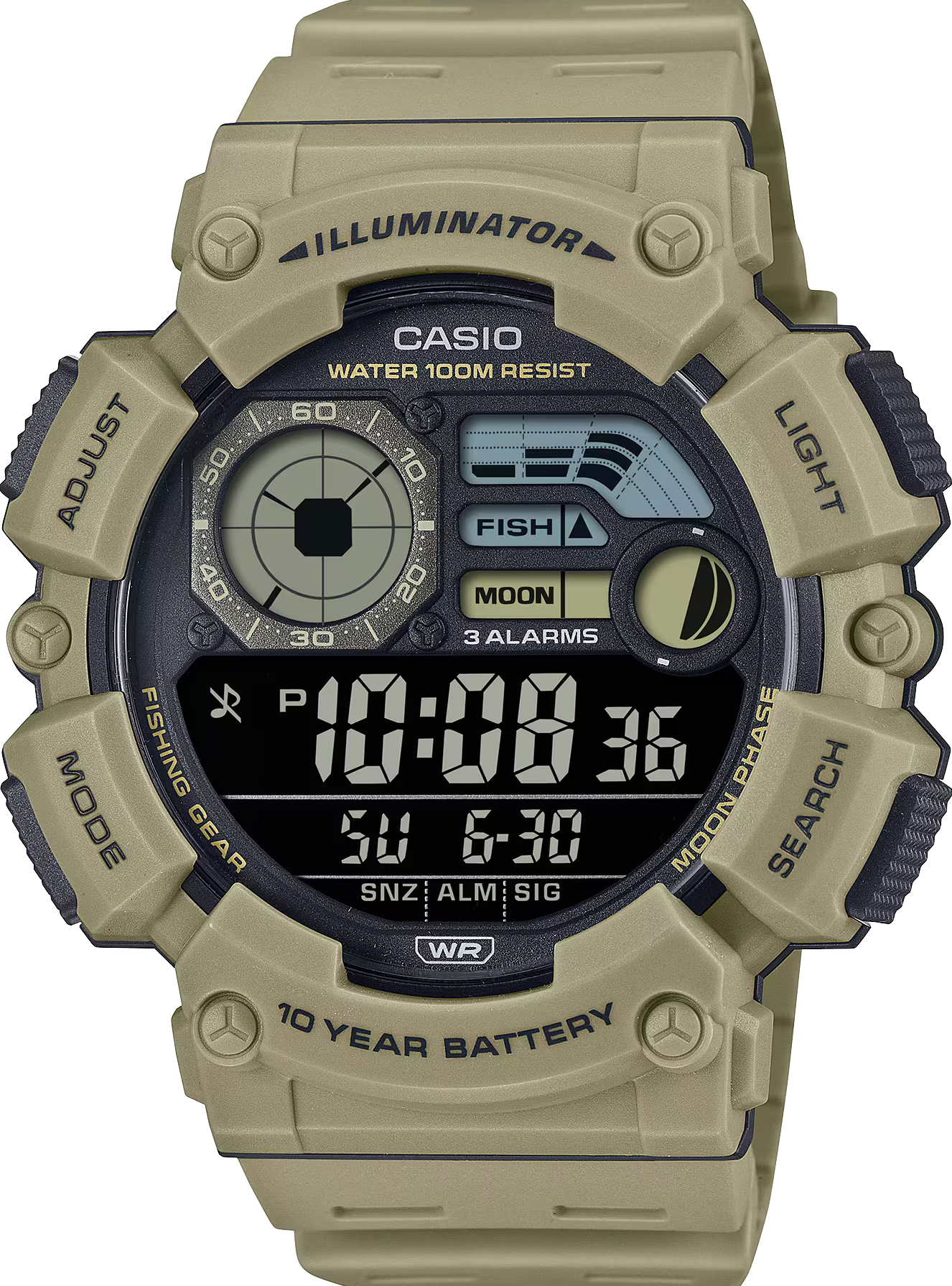萬年鐘錶 - 卡西歐  CASIO  大錶徑數位顯示電子錶  WS-1500H-5BV  錶徑 50.1MM