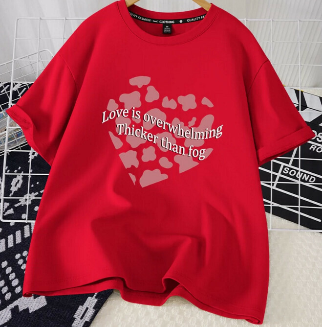 Casual Loose Short Sleeve T-Shirt (Red Strawberry Chunks S-2XL) (Contact customer service to confirm the shipping size after placing an order)】