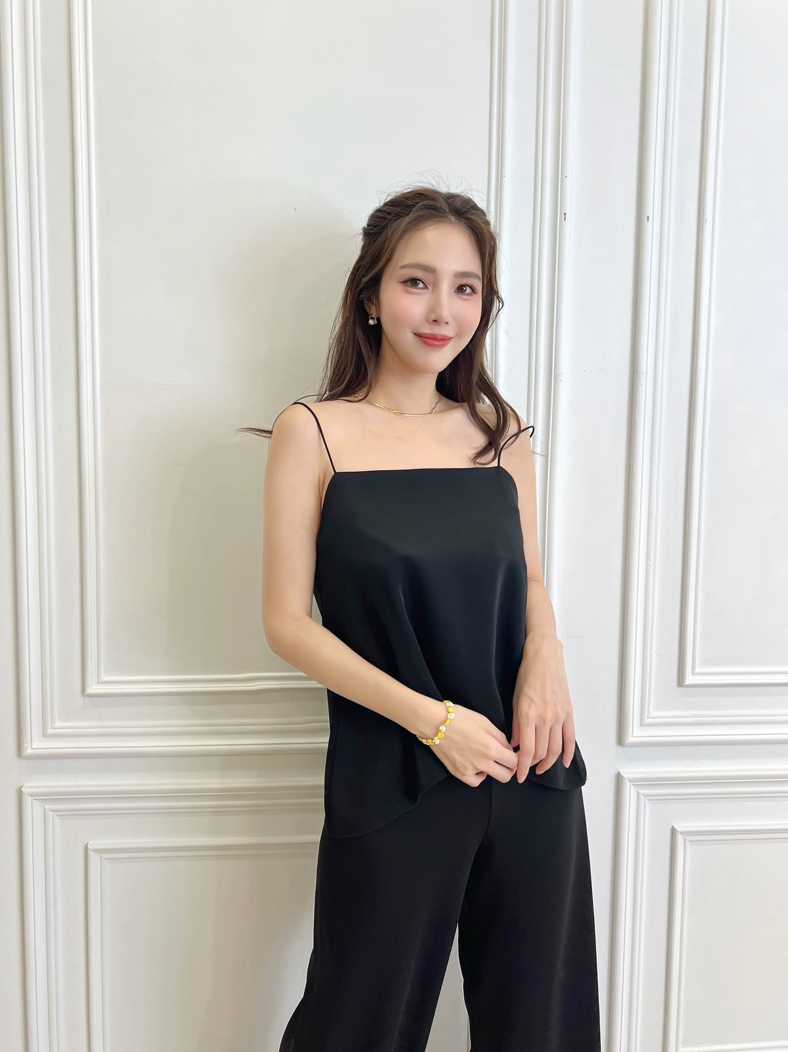 緞光細肩帶+長褲SET