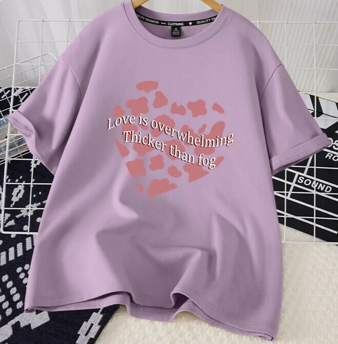 Casual loose short-sleeved T-shirt (taro purple strawberry wedges S-2XL size) (contact customer service to confirm the shipping size after placing an order)】