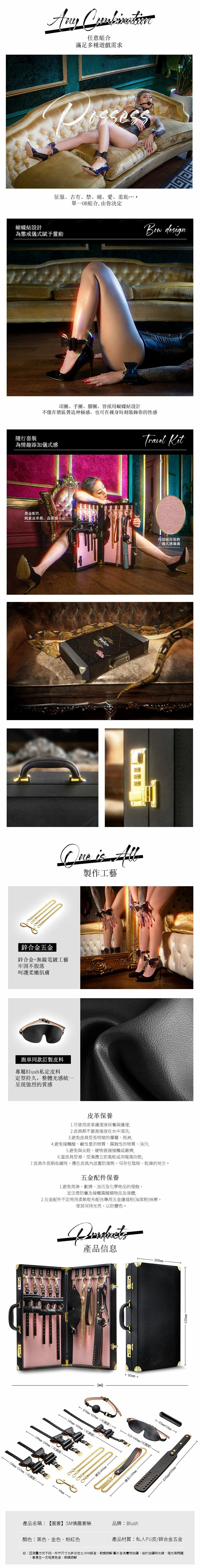 Temptasia 奢華調教9件手提箱套裝 blush Safe Word Bondage Kit with Black Suitcase