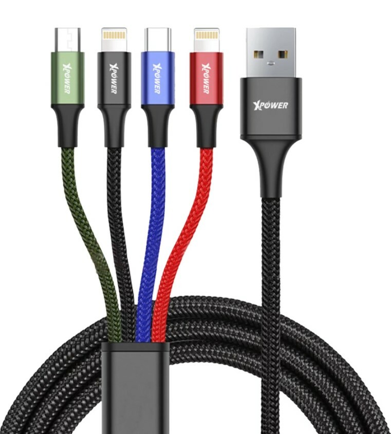 XPower 4X1 4合1鋁合金高速充電尼龍線