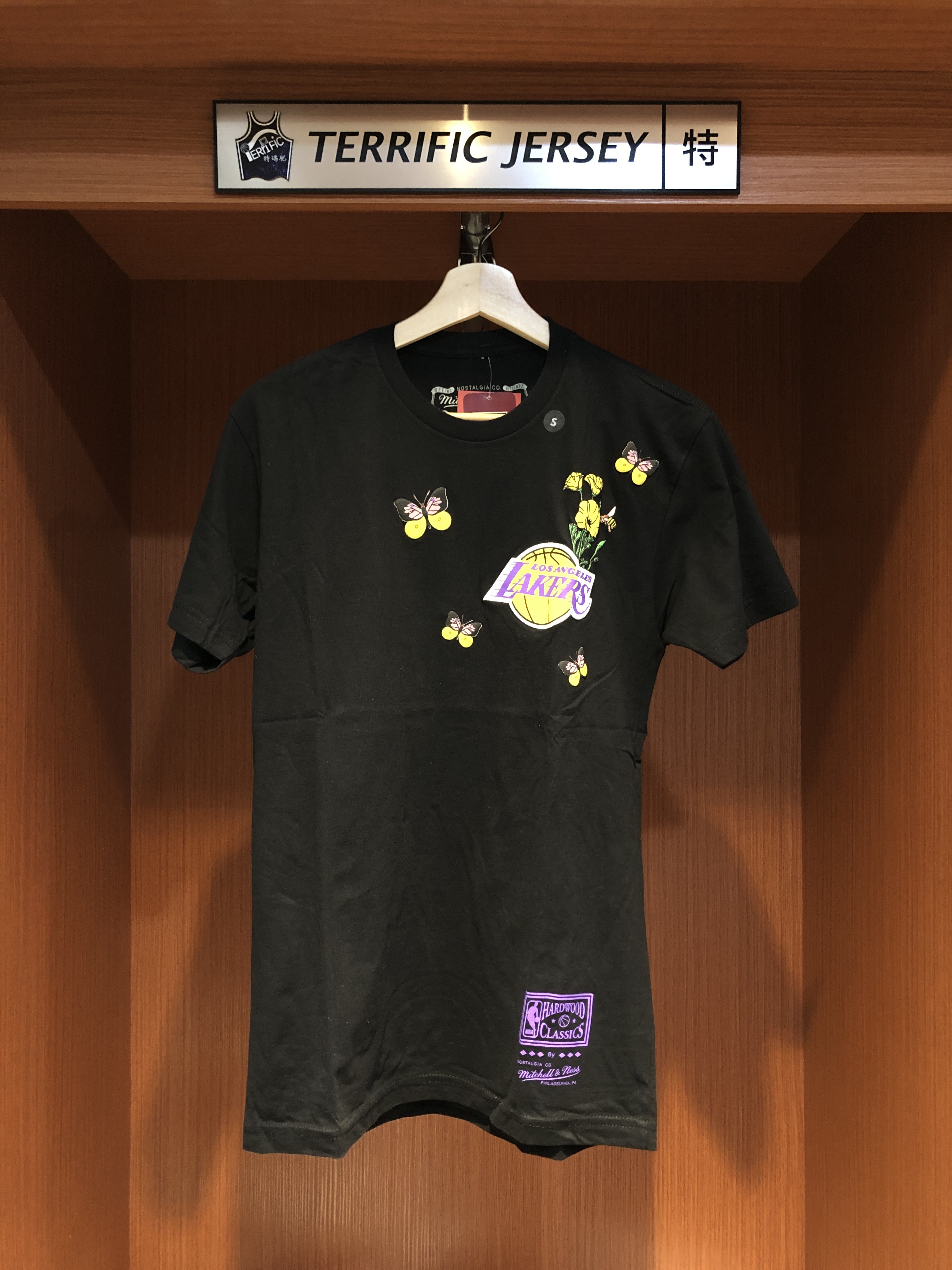 NBA短袖 Los Angeles Lakers butterfly 湖人蝴蝶黑 M&N Tee 棉質 全新