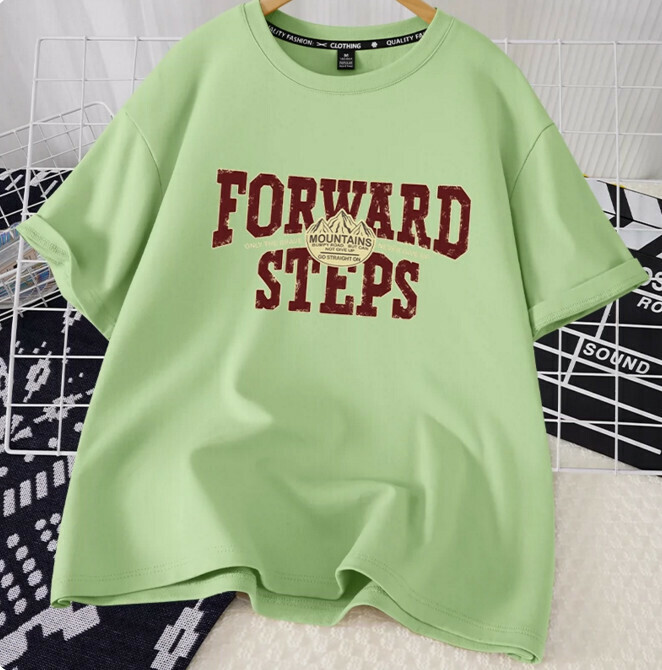 Casual loose short-sleeved T-shirt (fruit green steps forward S-2XL size) (contact customer service to confirm the shipping size after placing an order)】