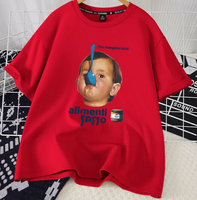 Casual loose short-sleeved T-shirt (red naughty kids S-2XL) (contact customer service to confirm the shipping size after placing an order)】