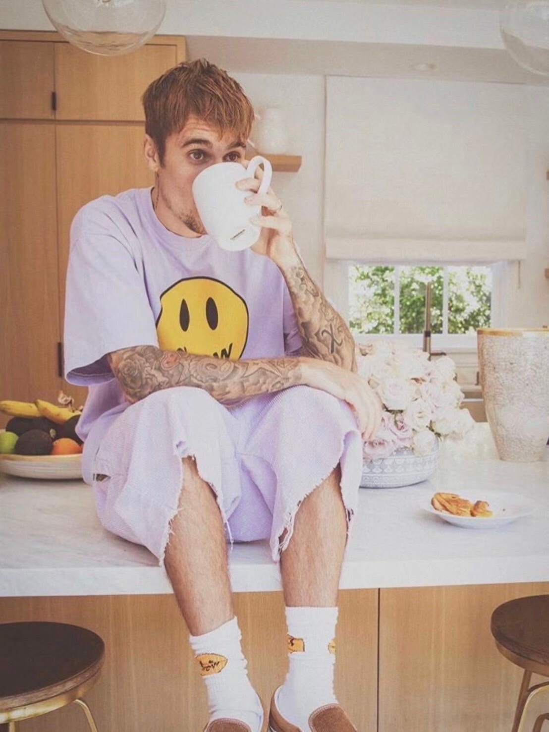 DREW HOUSE 小賈著用款 薰衣草紫 笑臉Logo短袖 T