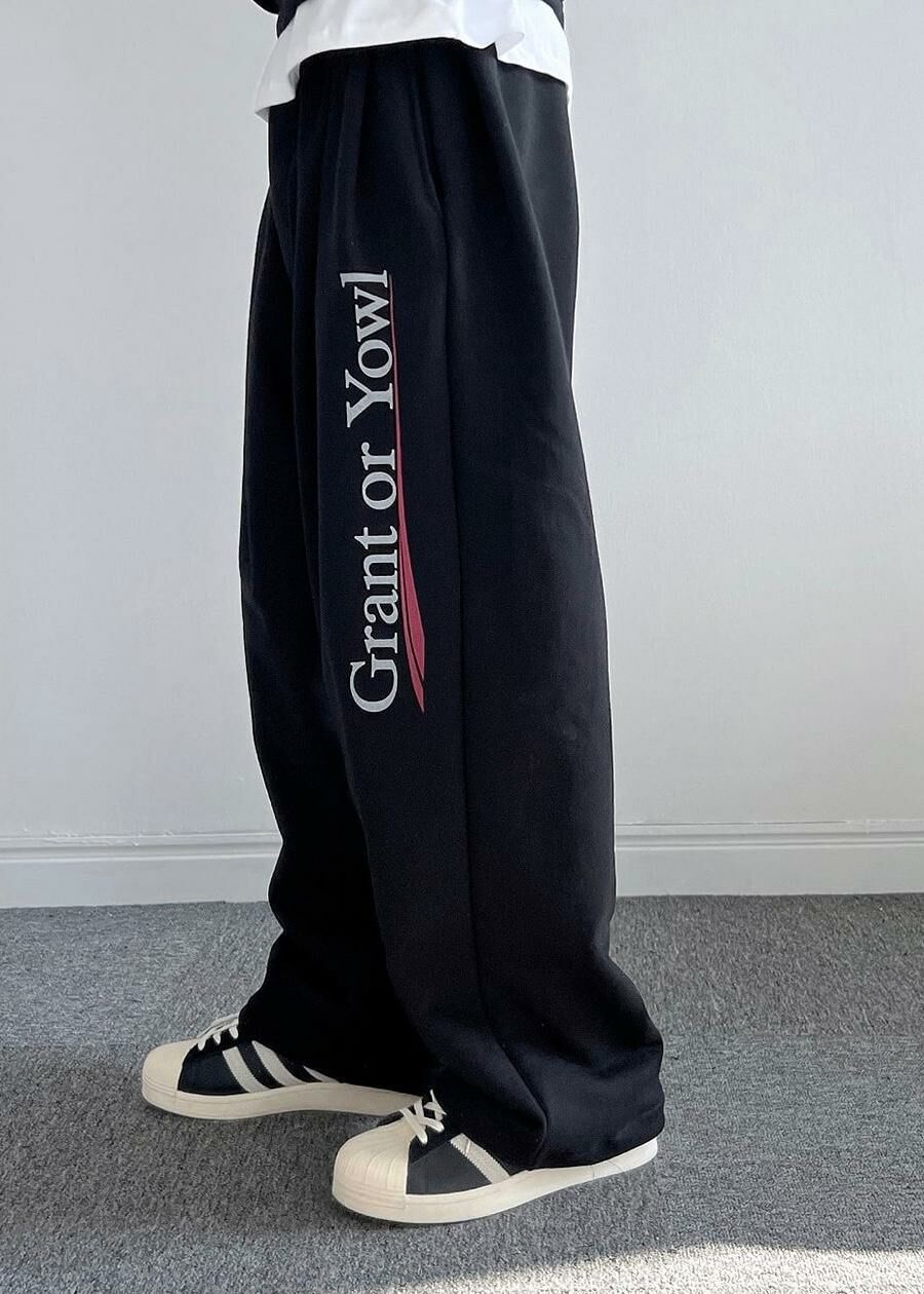 英文字可束腳棉質運動褲 GATHER-014P