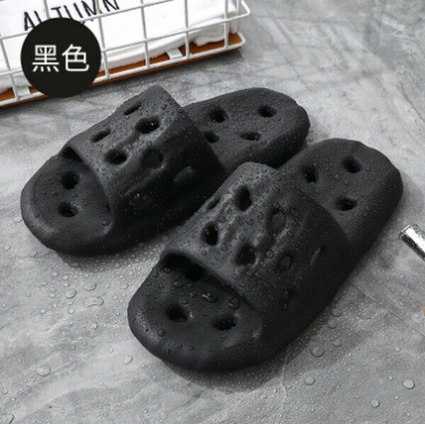 Slippers with-like non-slip thick-soled leaky sandals [Black] [Size 40-45] [Contact customer service to confirm size after placing an order]