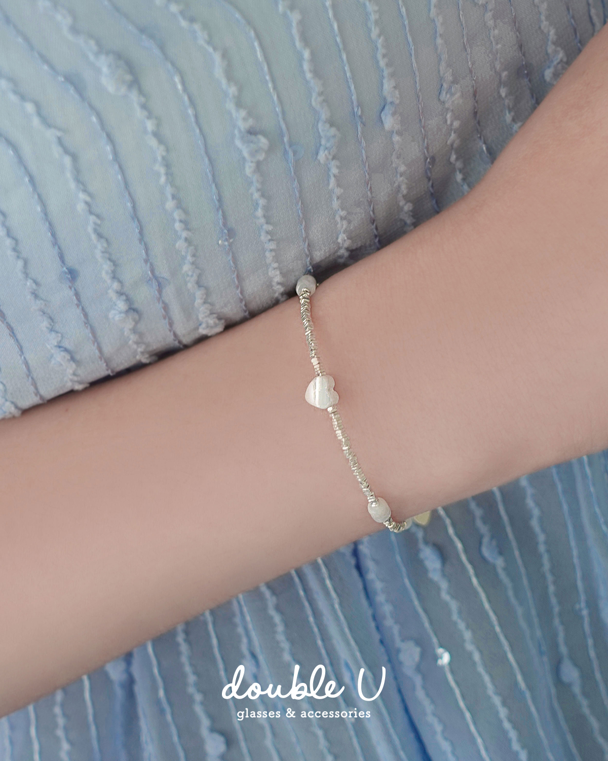 碎銀愛心珠串・純銀手鍊 (JHS10094)