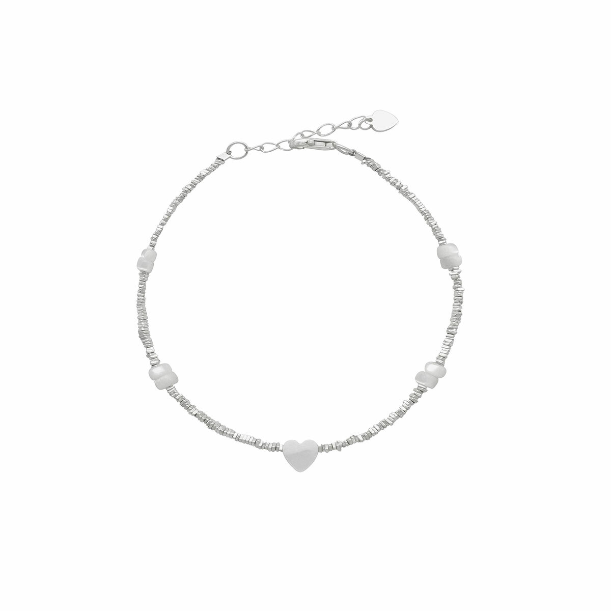 碎銀愛心珠串・純銀手鍊 (JHS10094)