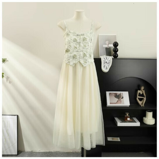 Slip mesh dress (green) (one size)】