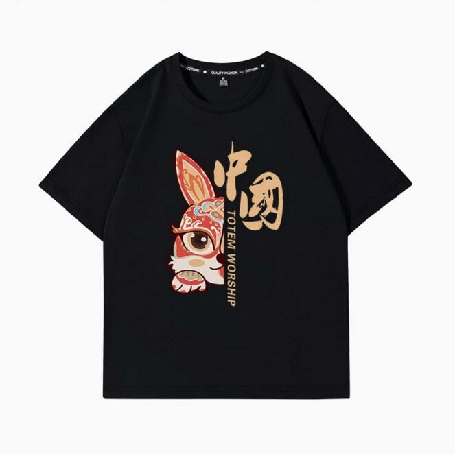 Casual loose short-sleeved T-shirt (black ragdoll rabbit S-2XL) (contact customer service to confirm shipping size after placing an order)】