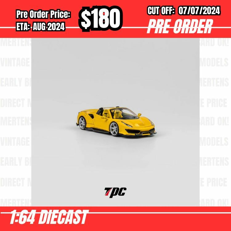 PO-$180 * TPC * 1:64 488 Pista Spider Yellow w/ Yellow Interior [OD04/07]