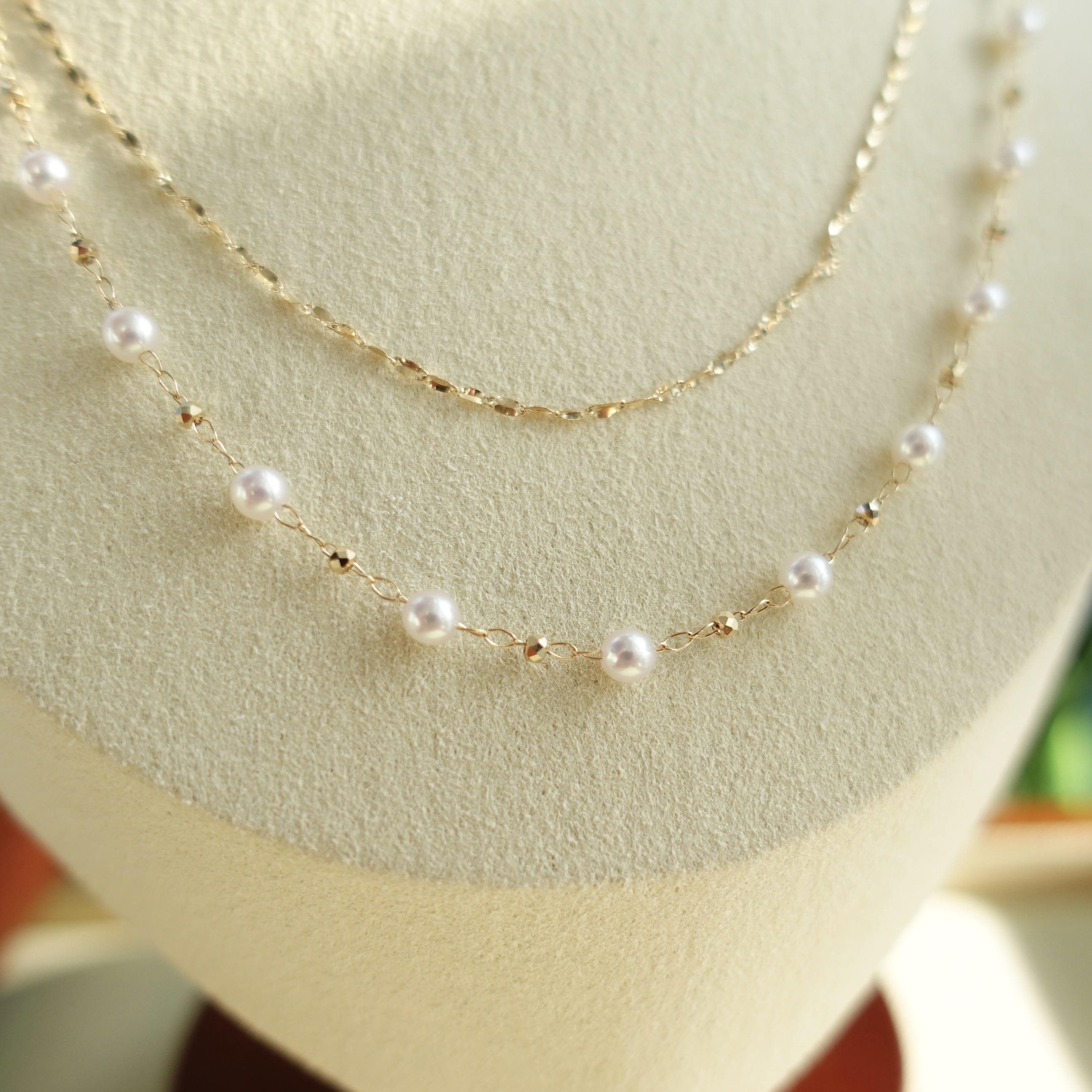 18K金Baby Akoya珍珠雙層項鍊 (3-4mm)